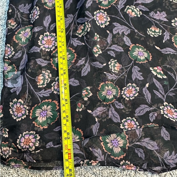 MISA Los Angeles Lulu Floral Top XS blouse long sleeve sheer tie bow black mock - Picture 13 of 16